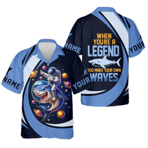When You're A Legend You Make Your Own Waves Fishing UPF Shirts, Women Fishing Shirt, Shark Fishing