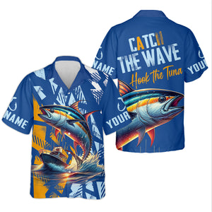 Catch The Wave Hook The Tuna Fishing Women SPF Shirt, Women Fishing Shirt, Funny Fishing Shirt