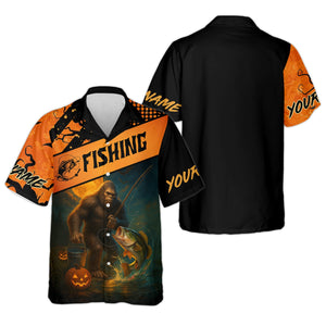 Bigfoot Halloween Fishing UPF Shirts, Women Fishing Shirt, Long Sleeve Fishing Shirts, Bass Fishing