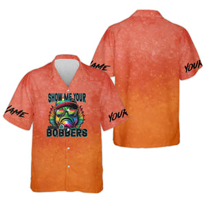 Show Me Your Bobbers Shirt, Orange Neon Men Fishing Shirt, Funny Fishing Shirt, SPF Shirt