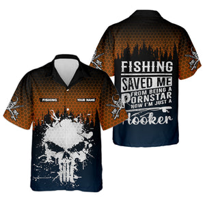 Fishing Saved Me From Being A Pornstar Hexagon Pattern SPF Shirt, Funny Fishing Shirt, Gift For Fisherman