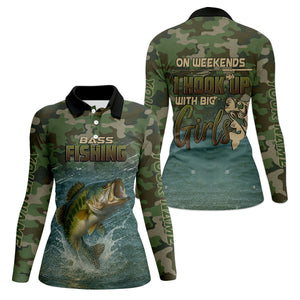 On Weekends I Hook Up With Big Girls Camo Bass Fishing Shirt, Fish Shirt Funny, Women Fishing Shirt