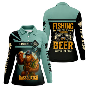Fishing Solves Most Of My Problems Beer Solves The Rest SPF Shirt, Funny Fishing Shirt, Women Fishing Shirt