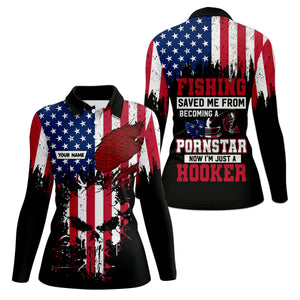 Fishing Saved Me From Becoming A Pornstar Patriotic Fishing Shirt, Funny Fishing Shirt, SPF Shirt, Women Fishing Shirt