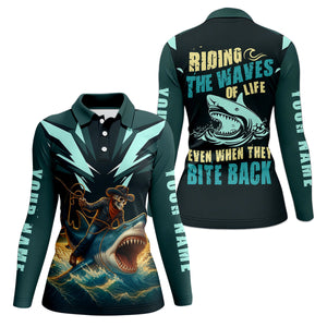 Riding The Waves Of Life Even When They Bite Back SPF Shirt, Funny Fishing Shirt, Female Fishing Shirts