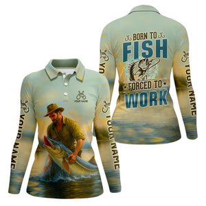Born To Fish Forced To Work Fishing Shirt For Women, Funny Fishing Shirt, Female Fishing Shirts