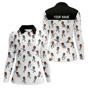 Funny Stick Figure Fishing Pose Custom Face Women SPF Shirt, Funny Fishing Shirt, Women Fishing Shirt