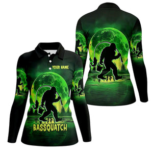 Bassquatch Green Neon Bigfoot Fishing Shirt, Women SPF Shirt, Women Fishing Shirt, Bass Fishing