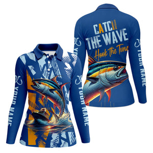 Catch The Wave Hook The Tuna Fishing Women SPF Shirt, Women Fishing Shirt, Funny Fishing Shirt