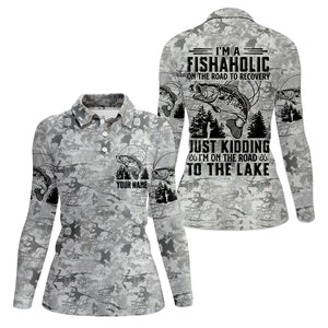 I'm A Fishaholic On The Road To Recovery Fishing UPF Shirts, Fish Shirt Funny, Women Fishing Shirt
