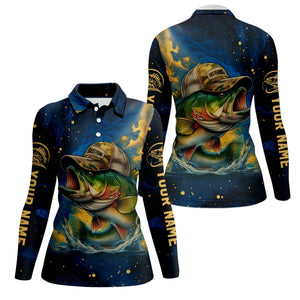 Camouflage Fishing Shirts, Largemouth Bass Fishing, Women's Fishing Shirt, SPF Long Sleeve Shirts Womens