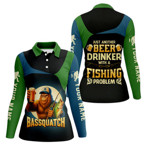 Bassquatch Just Another Beer Drinker With A Fishing Problem Funny Fishing UPF Shirts, Women Fishing Shirt
