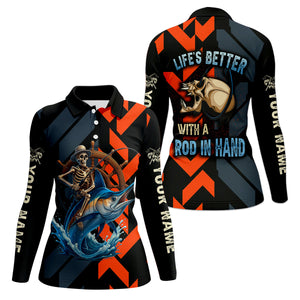 Life's Better With A Rod In Hand UPF Shirts, Fishing Shirts For Women, Funny Fisherman Gift