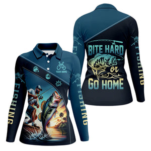 Bite Hard or Go Home Shirts, SPF Long Sleeve Shirts Womens, Female Fishing Shirts