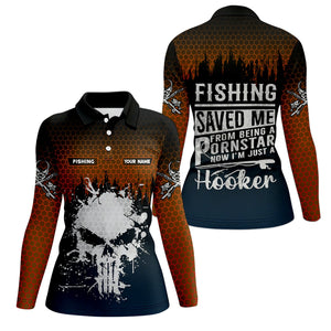 Fishing Saved Me From Being A Pornstar Hexagon Pattern SPF Shirt, Funny Fishing Shirt, Female Fishing Shirts