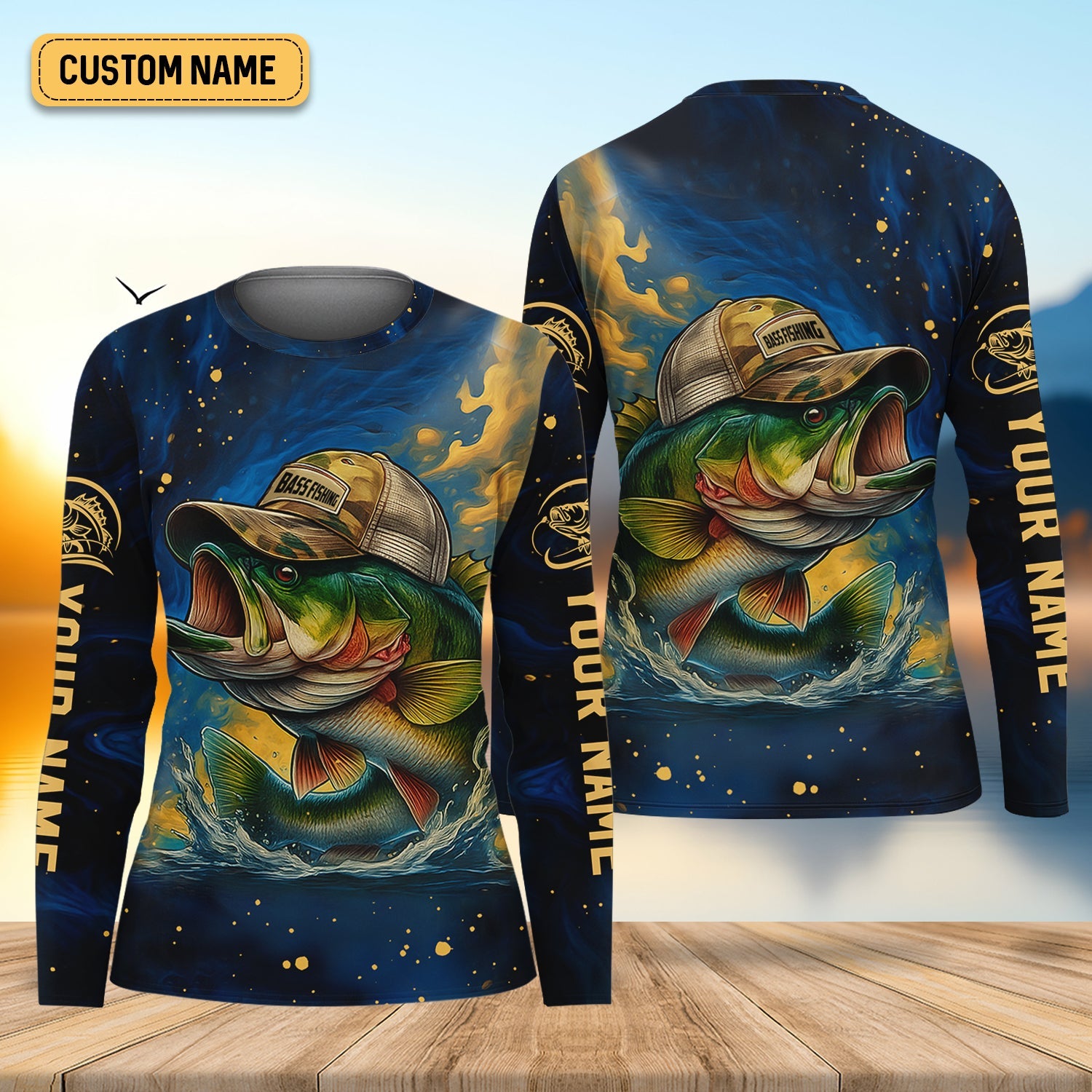 Camouflage Fishing Shirts, Largemouth Bass Fishing, Women's Fishing Shirt, SPF Long Sleeve Shirts Womens