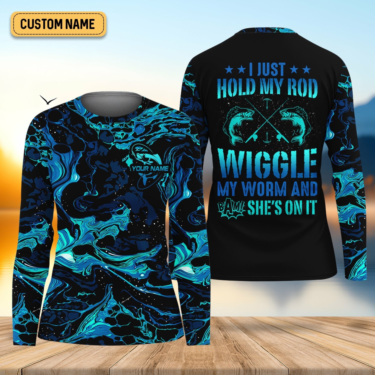 Fishing UPF Shirts, I Just Hold My Rod Wiggle My Worm, Women Fishing Shirt, SPF Long Sleeve Shirts Womens