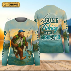 Gone Fishing With Sasquatch, SPF Long Sleeve Shirts Womens, Female Fishing Shirts