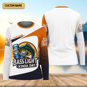 Basslight Kinda Day Fish And Beer Funny Fishing Shirt, Female Fishing Shirts, SPF Long Sleeve Shirts Womens