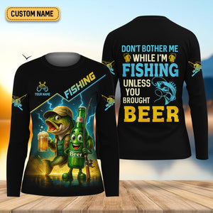 Don't Bother Me While I'm Fishing Unless You Brought Beer Funny Fishing Shirt, SPF Shirt, Women Fishing Shirt