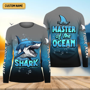 Shark Fishing UPF Shirts, Shark Master of The Ocean, Women Fishing Shirt, SPF Long Sleeve Shirts Womens