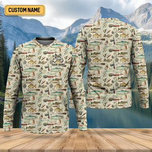Fishing Gear Items SPF Long Sleeve Shirts, Custom Fishing Shirt, Men Long Sleeve Shirt