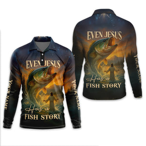 Even Jesus Had a Fish Story, Fishing Funny Shirt, Fishing UV Shirts, SPF Shirts For Men, Hooded Sun Shirt