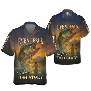 Even Jesus Had a Fish Story, Fishing Funny Shirt, Fishing UV Shirts, SPF Shirts For Men, Hooded Sun Shirt
