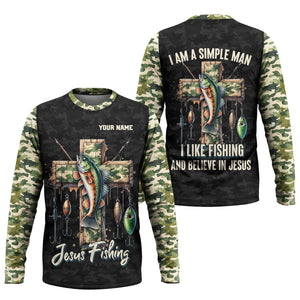 I Like Fishing And Believe In Jesus, Camo Fishing Shirt, Fishing UPF Shirts, Jesus Fishing Shirt, Gift For Fishermen