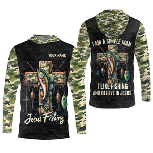 I Like Fishing And Believe In Jesus, Camo Fishing Shirt, Fishing UPF Shirts, Jesus Fishing Shirt, Gift For Fishermen