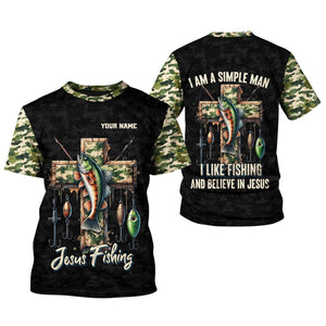 I Like Fishing And Believe In Jesus, Camo Fishing Shirt, Fishing UPF Shirts, Jesus Fishing Shirt, Gift For Fishermen