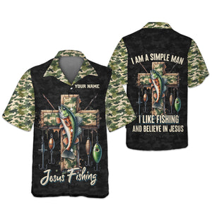 I Like Fishing And Believe In Jesus, Camo Fishing Shirt, Fishing UPF Shirts, Jesus Fishing Shirt, Gift For Fishermen