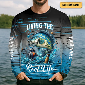 Living The Reel Life UPF Fishing Shirts, Long Sleeve Fishing Shirts, Funny Fishing Shirt, Gag Gifts For Men