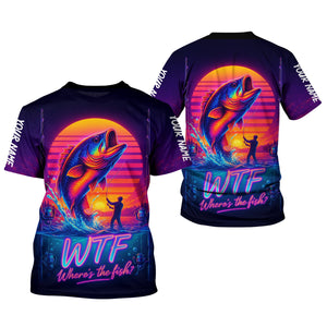 WTF Where Is The Fish Mens Fishing UPF Shirts, Long Sleeve Fishing Shirts, Hooded Sun Shirt, UV Shirts For Men