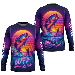 WTF Where Is The Fish Mens Fishing UPF Shirts, Long Sleeve Fishing Shirts, Hooded Sun Shirt, UV Shirts For Men