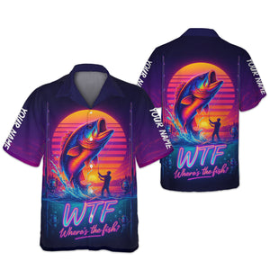 WTF Where Is The Fish Mens Fishing UPF Shirts, Long Sleeve Fishing Shirts, Hooded Sun Shirt, UV Shirts For Men