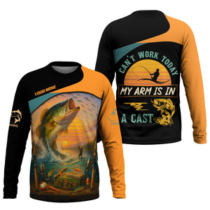 Can't Work Today My Arm Is In A Cast Hooded UPF Shirt, Fishing Funny Shirt, Hooded UPF Shirt, Men Long Sleeve Shirt