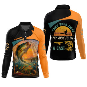 Can't Work Today My Arm Is In A Cast Hooded UPF Shirt, Fishing Funny Shirt, Hooded UPF Shirt, Men Long Sleeve Shirt