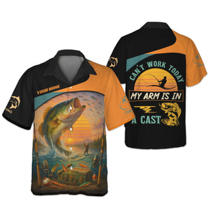 Can't Work Today My Arm Is In A Cast Hooded UPF Shirt, Fishing Funny Shirt, Hooded UPF Shirt, Men Long Sleeve Shirt