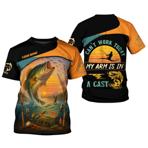 Can't Work Today My Arm Is In A Cast Hooded UPF Shirt, Fishing Funny Shirt, Hooded UPF Shirt, Men Long Sleeve Shirt