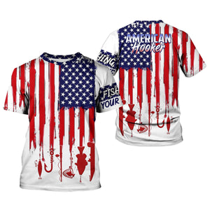 American Hooker Hooded UPF Shirt, American Flag Fish Shirt, Long Sleeve Fishing Shirts, Mens Casual Shirts