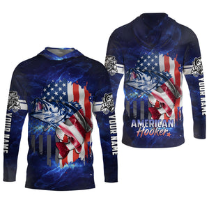 American Hooker Fishing UPF Shirts, American Flag Fish Shirt, UV Shirts For Men, Long Sleeve Fishing Shirts