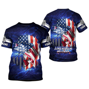 American Hooker Fishing UPF Shirts, American Flag Fish Shirt, UV Shirts For Men, Long Sleeve Fishing Shirts