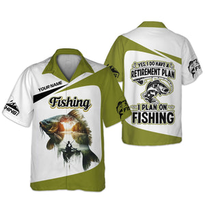 I Have a Retirement Plan Fishing UPF Shirts, Long Sleeve Fishing Shirts, Fishing Funny Shirt, Men Long Sleeve Shirt