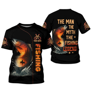 The Man The Myth The Legend, Hooded UPF Shirt, Tournament Fishing Shirt, Funny Fishing Tee Shirts, Long Sleeve Tops