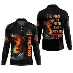 The Man The Myth The Legend, Hooded UPF Shirt, Tournament Fishing Shirt, Funny Fishing Tee Shirts, Long Sleeve Tops