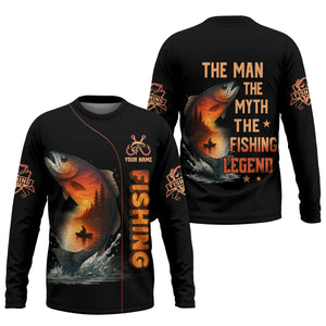 The Man The Myth The Legend, Hooded UPF Shirt, Tournament Fishing Shirt, Funny Fishing Tee Shirts, Long Sleeve Tops