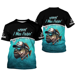 Wishin I Was Fishin UV Shirts For Men, Long Sleeve Fishing Shirts, Fishing UPF Shirts, Funny Fishing Shirt