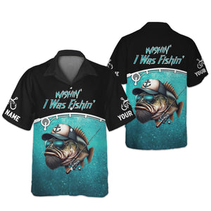 Wishin I Was Fishin UV Shirts For Men, Long Sleeve Fishing Shirts, Fishing UPF Shirts, Funny Fishing Shirt