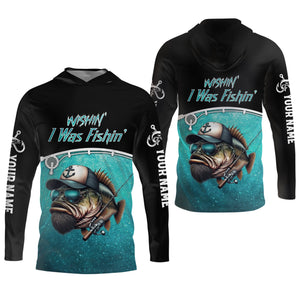 Wishin I Was Fishin UV Shirts For Men, Long Sleeve Fishing Shirts, Fishing UPF Shirts, Funny Fishing Shirt